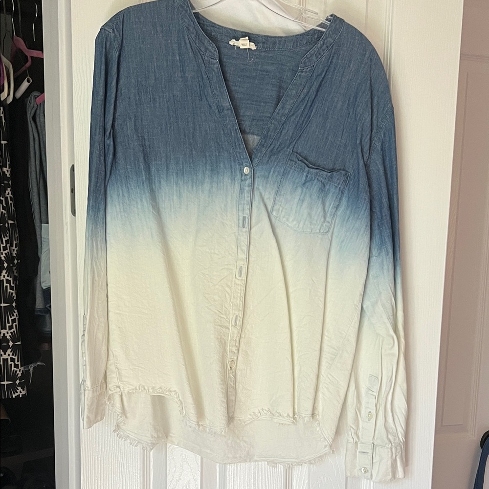 Soft Joie Blue and White Button Down Shirt
